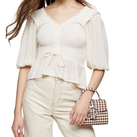 Topshop Tops - TopShop White Prairie Top